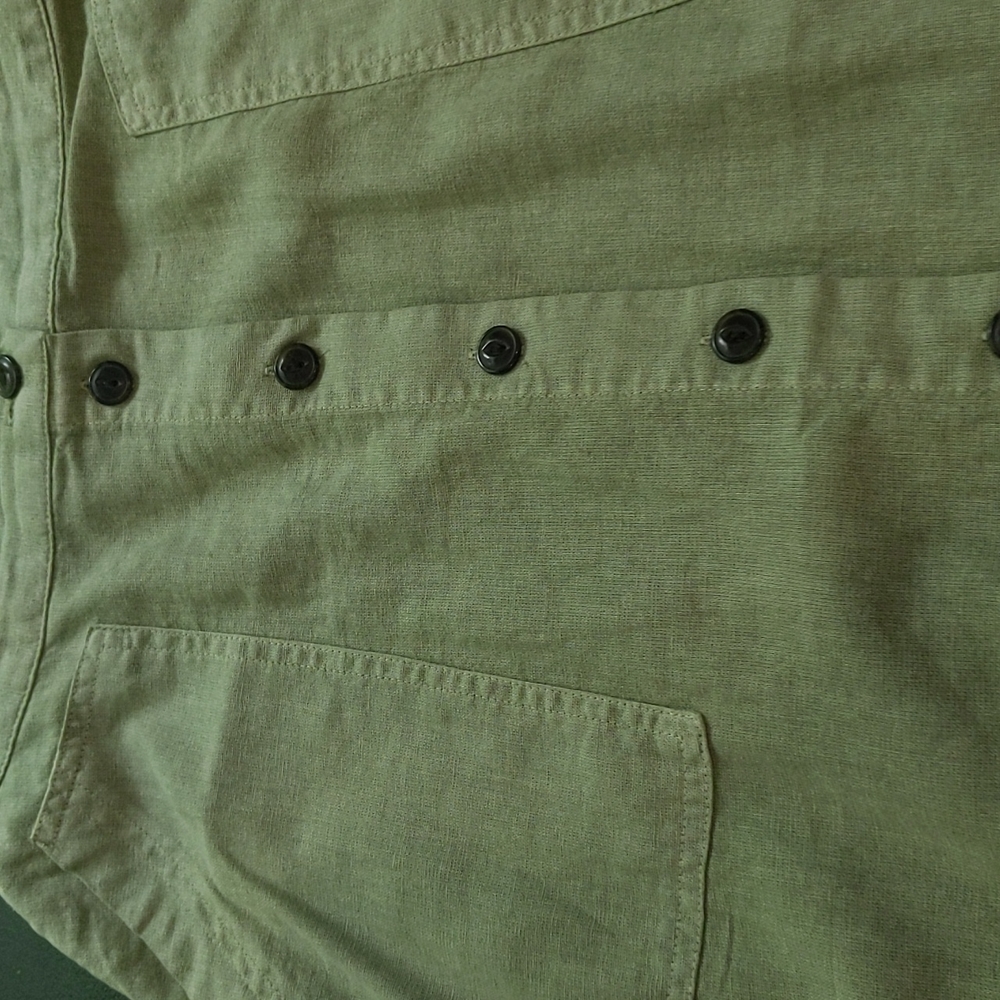 Midi length skirt sage green cotton summer 8 buttons